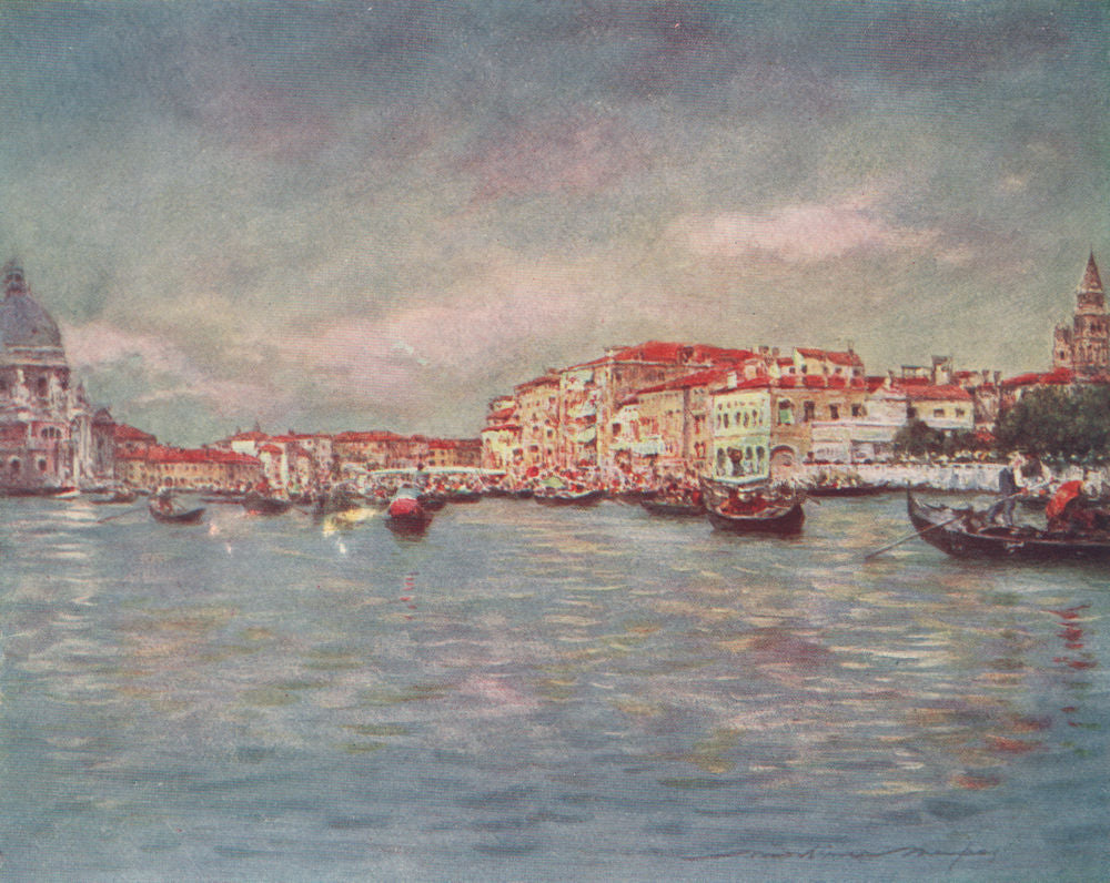 'Entrance to the Grand Canal' by Mortimer Menpes. Venice 1916 old print